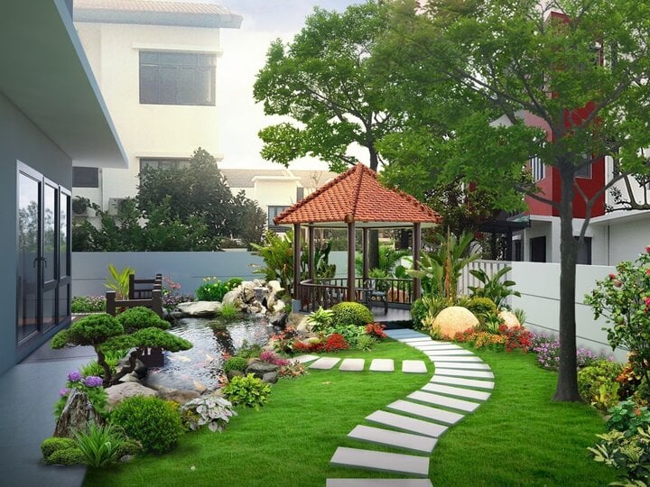 thiết kế sân vườn đẹp đơn giản